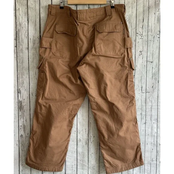 Duluth Trading Mens Flex Fire Hose Pants Size 40x29 Relaxed Fit Khaki Workwear - Picture 6 of 13